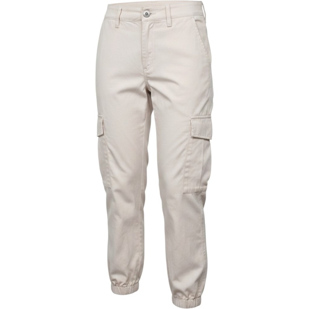 Entro Women's Size Medium Cream Cargo Dress Pants Utility Pockets Elastic Waist